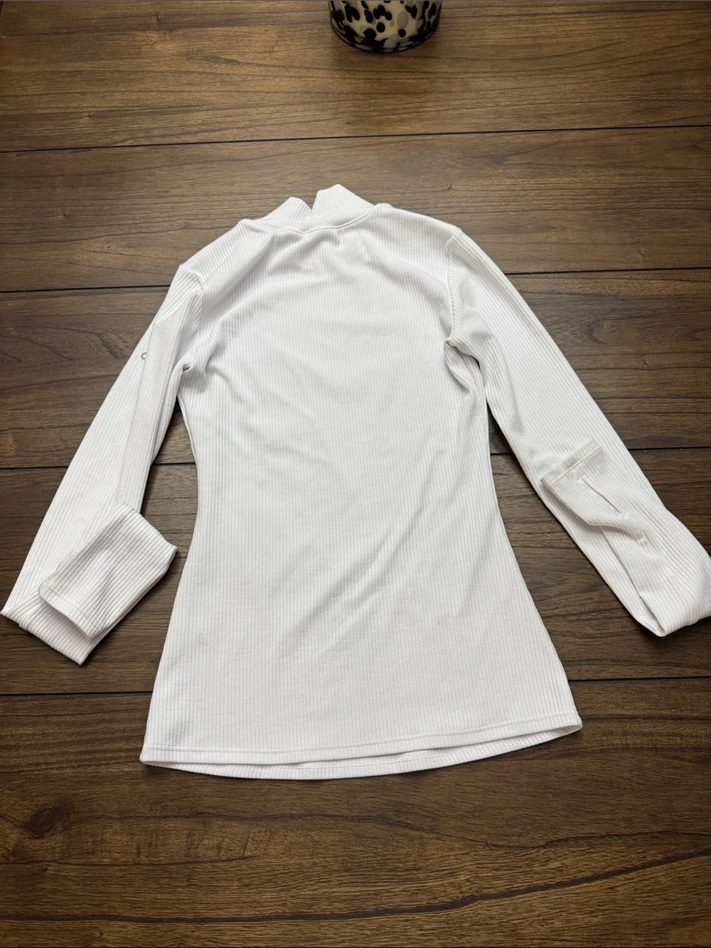 ALO Yoga White Ribbed Mock Neck Long Sleeve Top